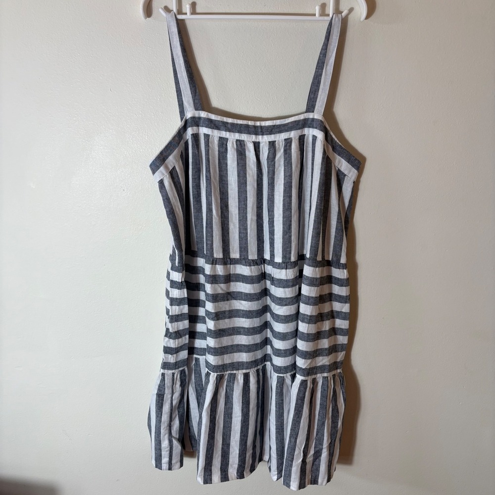 LOFT Striped Linen Blend‎ Dress Size Large